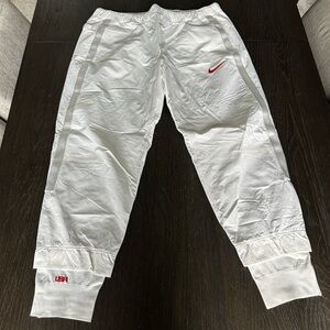 Nike White Joggers with Red Swoosh and USA